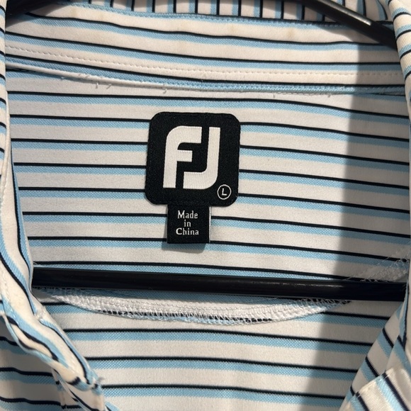 FJ FootJoy Blue Striped Polo with Bird Size L - Picture 3 of 7